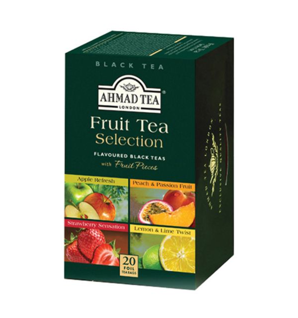 Ahmad Tea Herbal Tea, Fruit Teas ,Apple , Peach and Passion Fruit, Srawberry , and Lemon and Lime TeaBags, 20 Ct Caffeinated and Sugar-Free