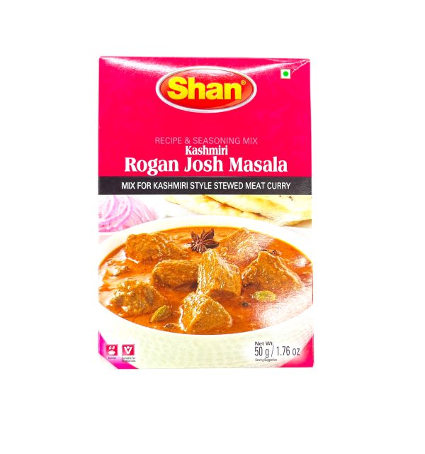 Shan Kashmiri Rogan Josh Recipe and Seasoning Mix 1.76 oz (50g) - Spice Powder for Kashmiri Style Stewed Meat Curry - Suitable for Vegetarians Airtight Bag in a Box