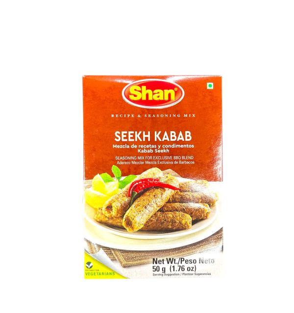 Shan Seekh Kabab Recipe and Seasoning Mix 1.76 oz (50g) - Spice Powder for Exclusive Traditional BBQ Blends - Suitable for Vegetarians Airtight Bag in a Box (Pack of 6)