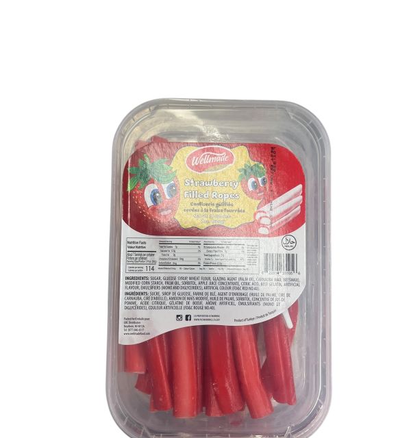 Wellmade  Gummy Strawberry Ropes 200g 
