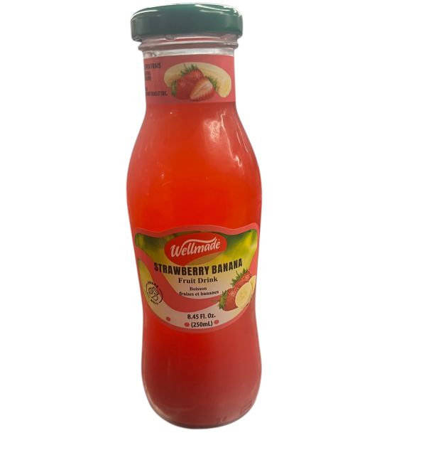 Wellmade Strawberry Banana Juice 250mL* 24 Bottles 