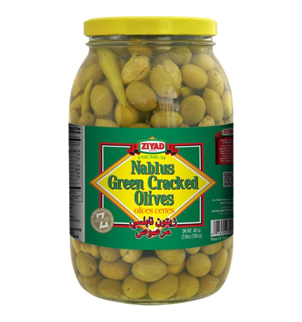 Ziyad Nablus Green Cracked Olives 1360g