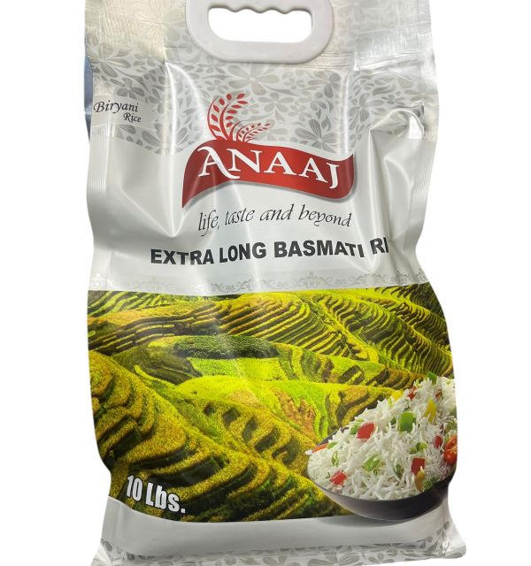Anaaj silver Extra Long Premium Basmati Rice 10lbs Regular