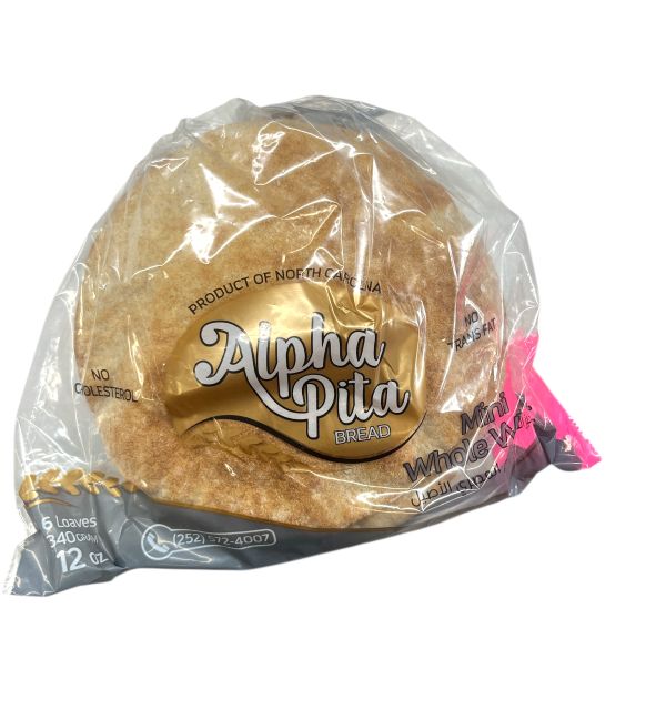 Alpha Pita Mini Whole Wheat 6 Loaves 340g