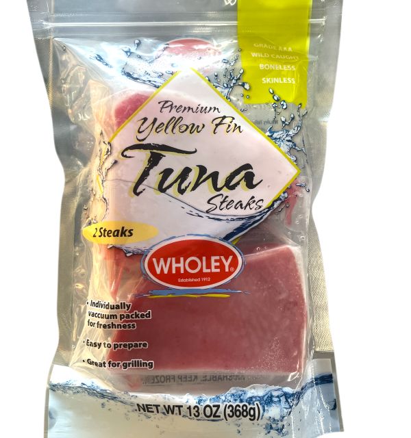 Wholey Prem Yellow Fin Tuna Steaks 13oz