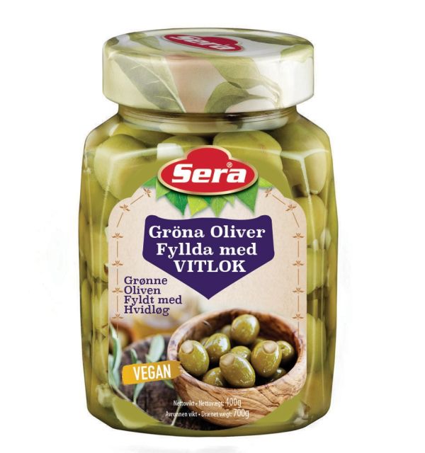 SERA GREEN OLIVES W/GARLIC 700G