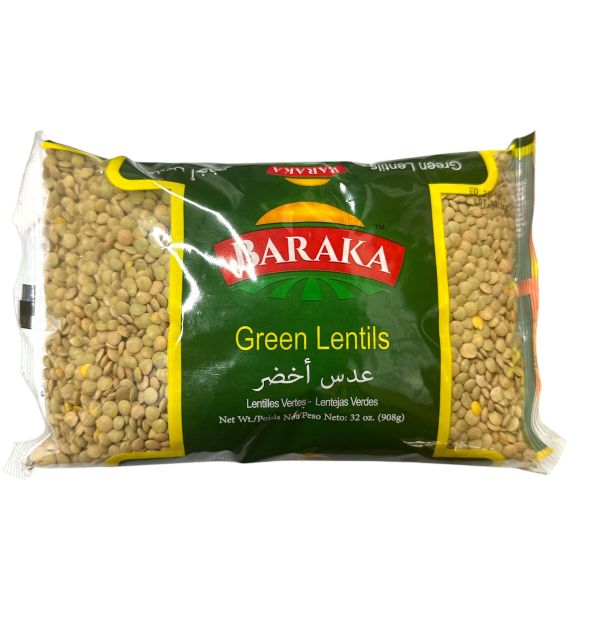 Baraka Green Lentils Packed in Bag 908g 