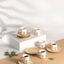 Naqsh  Espresso Turkish Coffee Set (12-Pc)-White & Gold