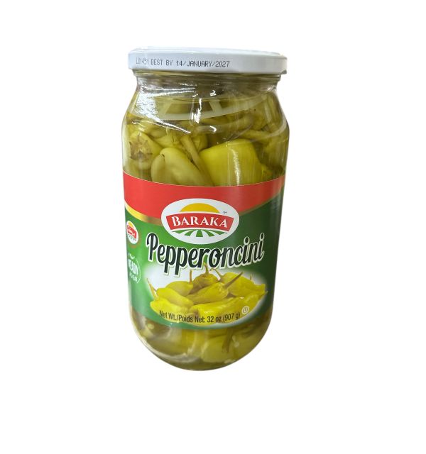 Baraka Pickled Pepperoncini in glass jar 32 oz 