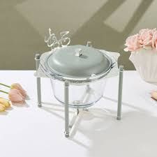 Jiwar Deluxe Gold Engraved Soup Buffet Mint Green & Silver