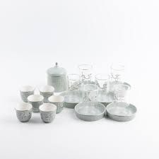 Jiwar Tea Set (19-Pc) Mint Green & Silver