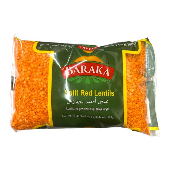 Baraka Split Red Lentils Packed in Bag 908g 