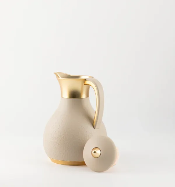 Nourhan - Vacuum Flask/Thermos - Beige & Matt Silver