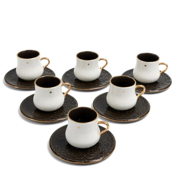 Naqsh - Cappuccino Set (12-Pc) -Black & Gold