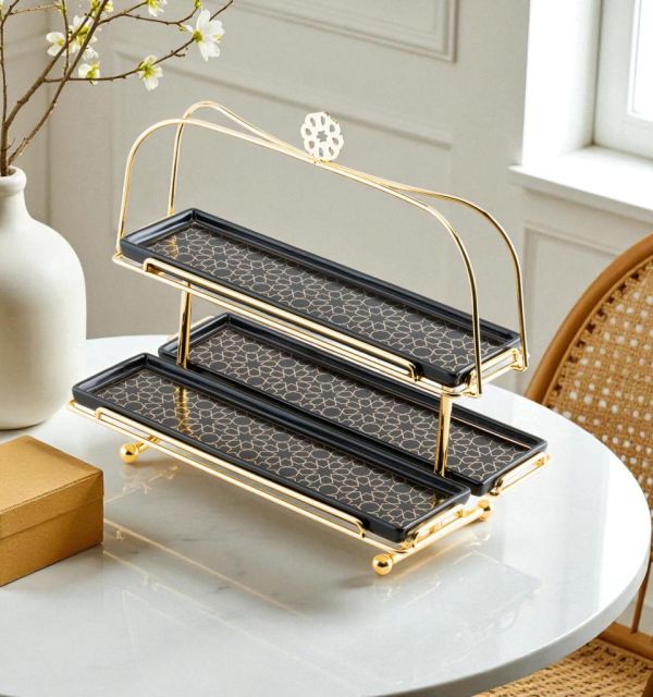 Nourhan - 2 Tier Plate - Black Walnut