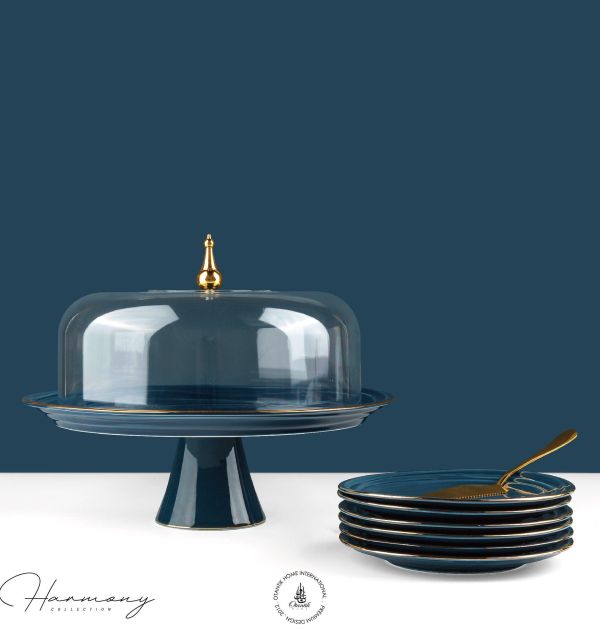 Veloura - Cake Set (9-Pc) - Blue & Silver