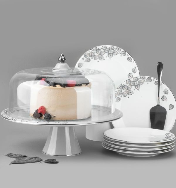 Veloura - Cake Set (9-Pc) - Grey & Silver
