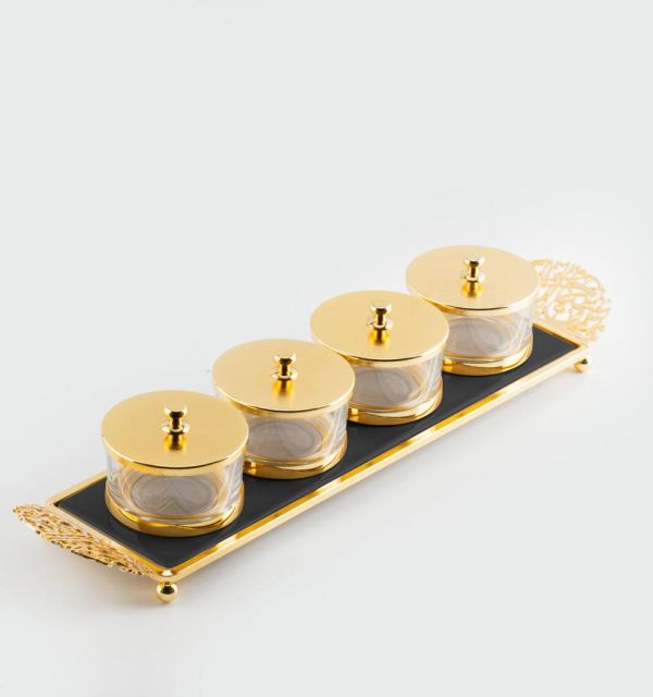 Limited Edition - Snack Serving set (4 Bowls) - Black & Gold