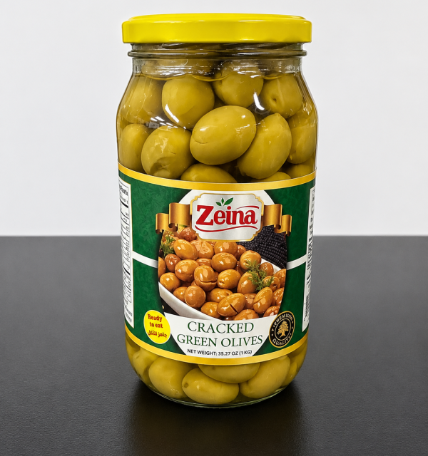 ZEINA CRACKED GREEN OLIVES 1KG 